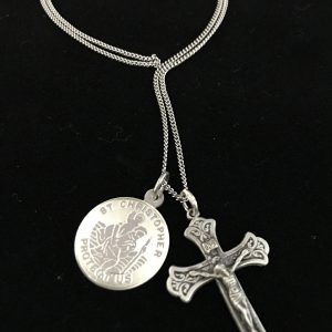 Saint Christopher, Sterling Silver Pendant and a Cross